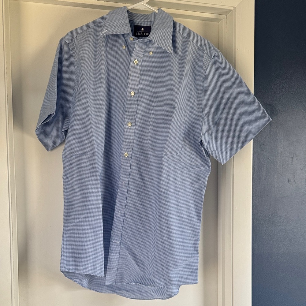 Stafford Light Blue Casual Button Down Shirt